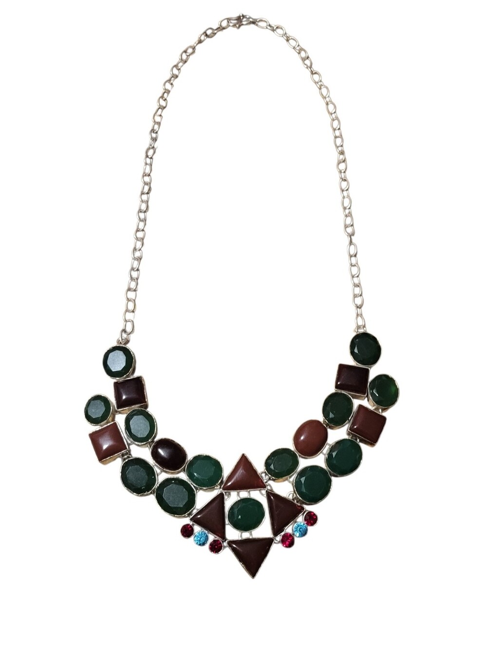 Silver Plated Multi Stone Necklace